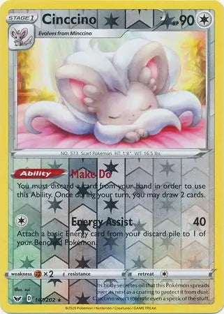 Sword & Shield Cinccino #147/202 reverse holo